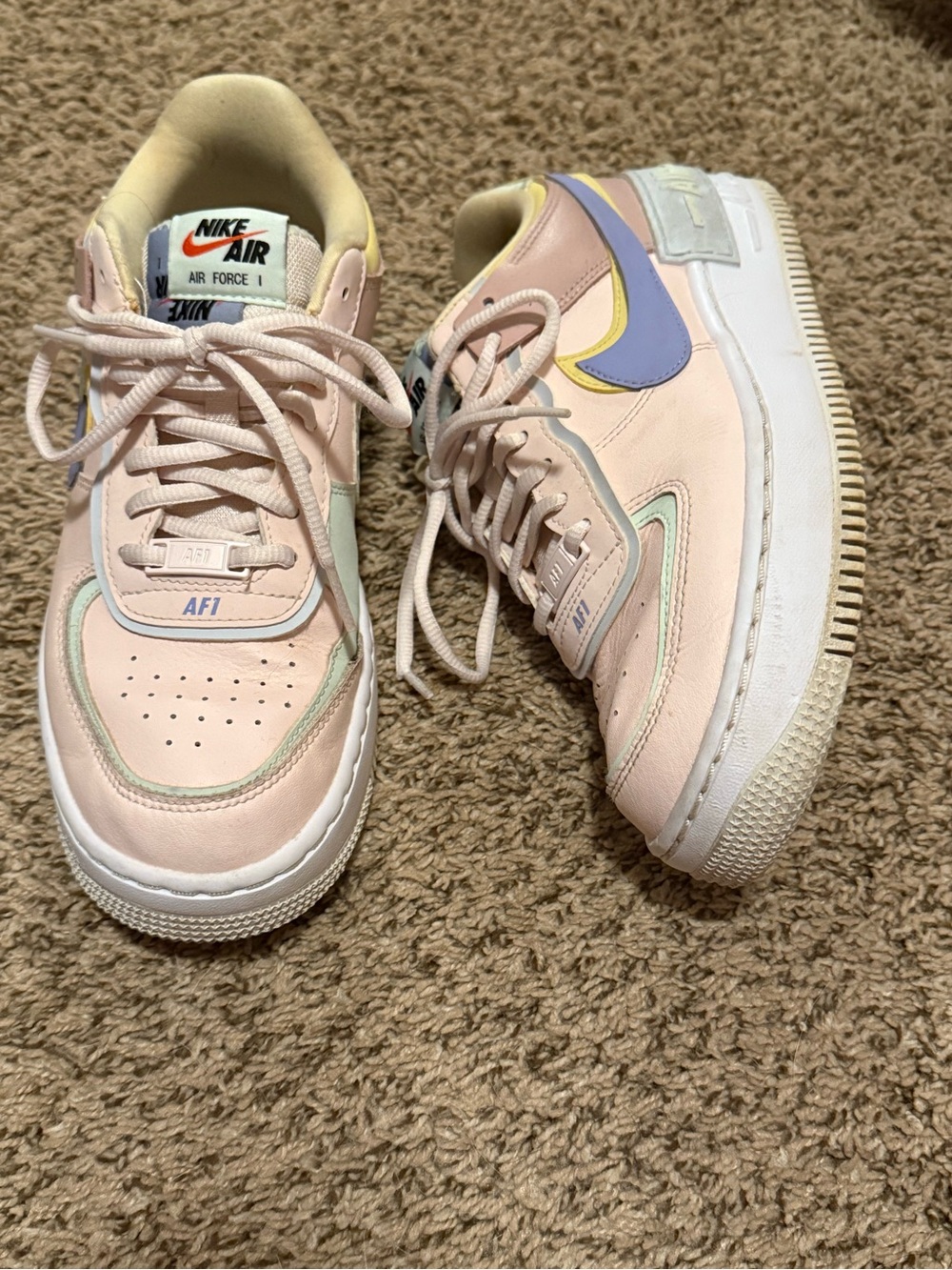 Nike Air Force 1 Shadow Women’s Size 8.5 Pastel Pink Multi-Color Sneakers